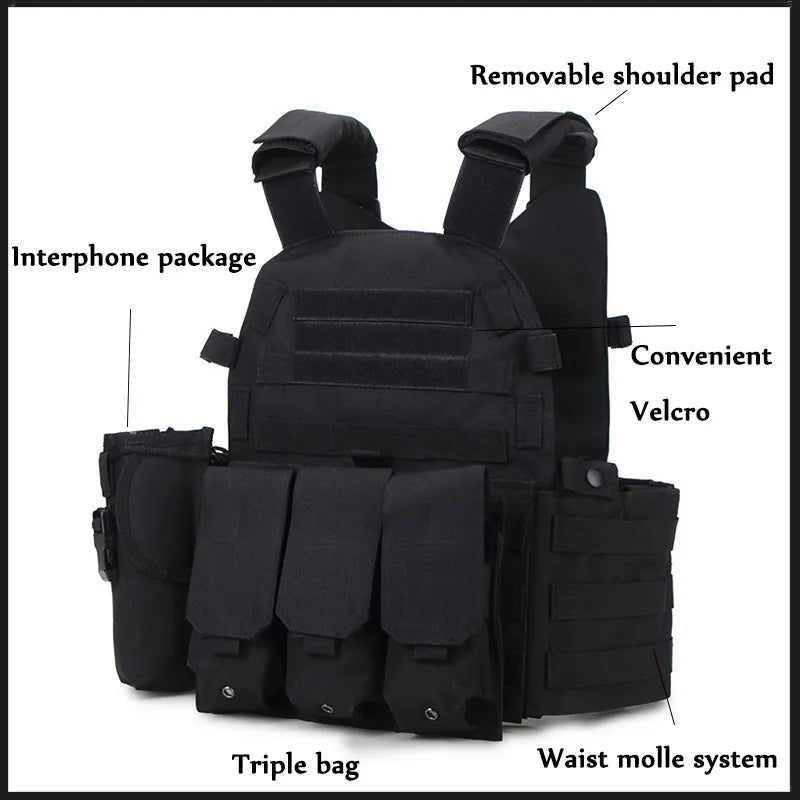 Tactical Vest Military Molle Plate Carrier Magazine Paintball CS Outdoor Velcro Protective Vest Hunting Vest (NF-YB-V011)