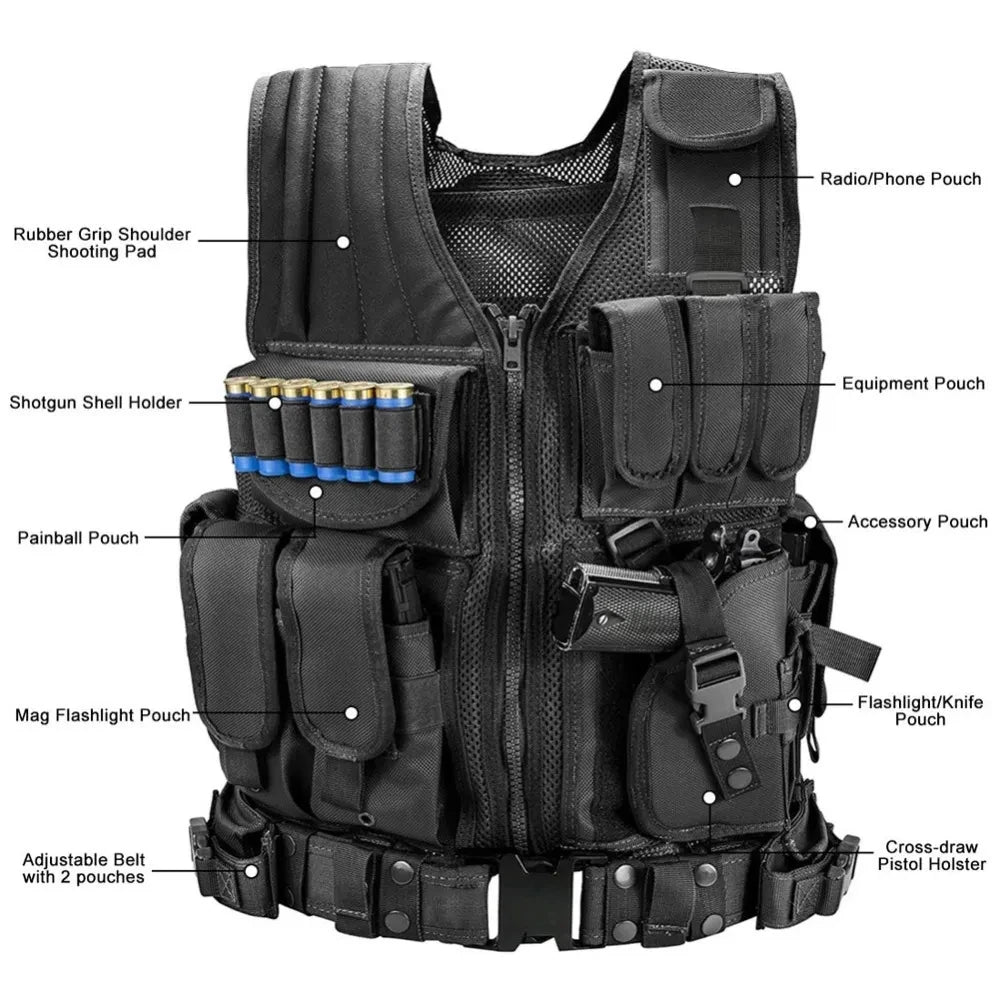 Tactical Vest Military Molle Plate Carrier Magazine Paintball CS Outdoor Velcro Protective Vest Hunting Vest (NF-YB-V016)