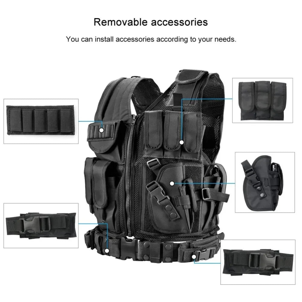 Tactical Vest Military Molle Plate Carrier Magazine Paintball CS Outdoor Velcro Protective Vest Hunting Vest (NF-YB-V016)